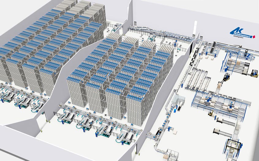 Hightech logistics center with warehouse robots for Danish fashion